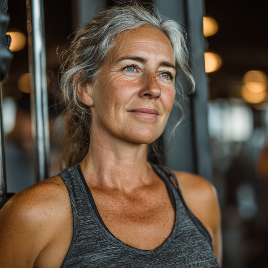 Щаслива літня пара займається фітнесом